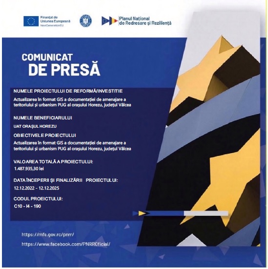 Actualizare în format GIS a planului urbanistic general al Orașului Horezu Județul Vâlcea